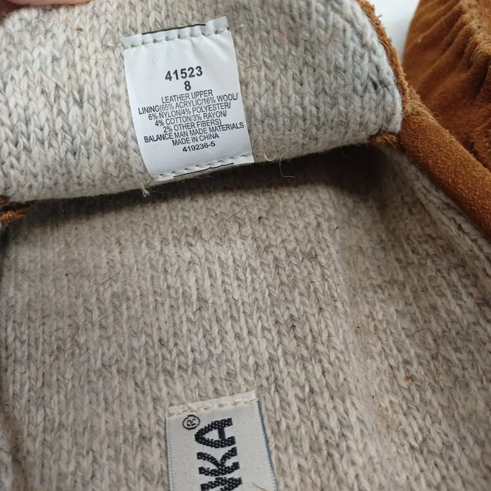 Minnetonka Mens Brown‎ Suede Wool Lined Slipper Moccasins